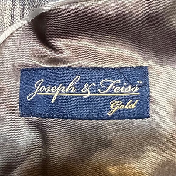 Joseph & Feiss Gold Mens Plaid Blazer Classic Fit 44R Wool Blend Gray Career - Picture 15 of 16